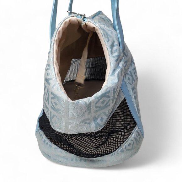 Small Dog Carrier With Shoulder Strap Geo Pattern Mesh Walls - Picture 2 of 12
